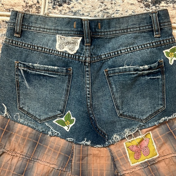 Upcycled free people plaid patched woodland fairy witch / faerie nymph skirt - Picture 9 of 12